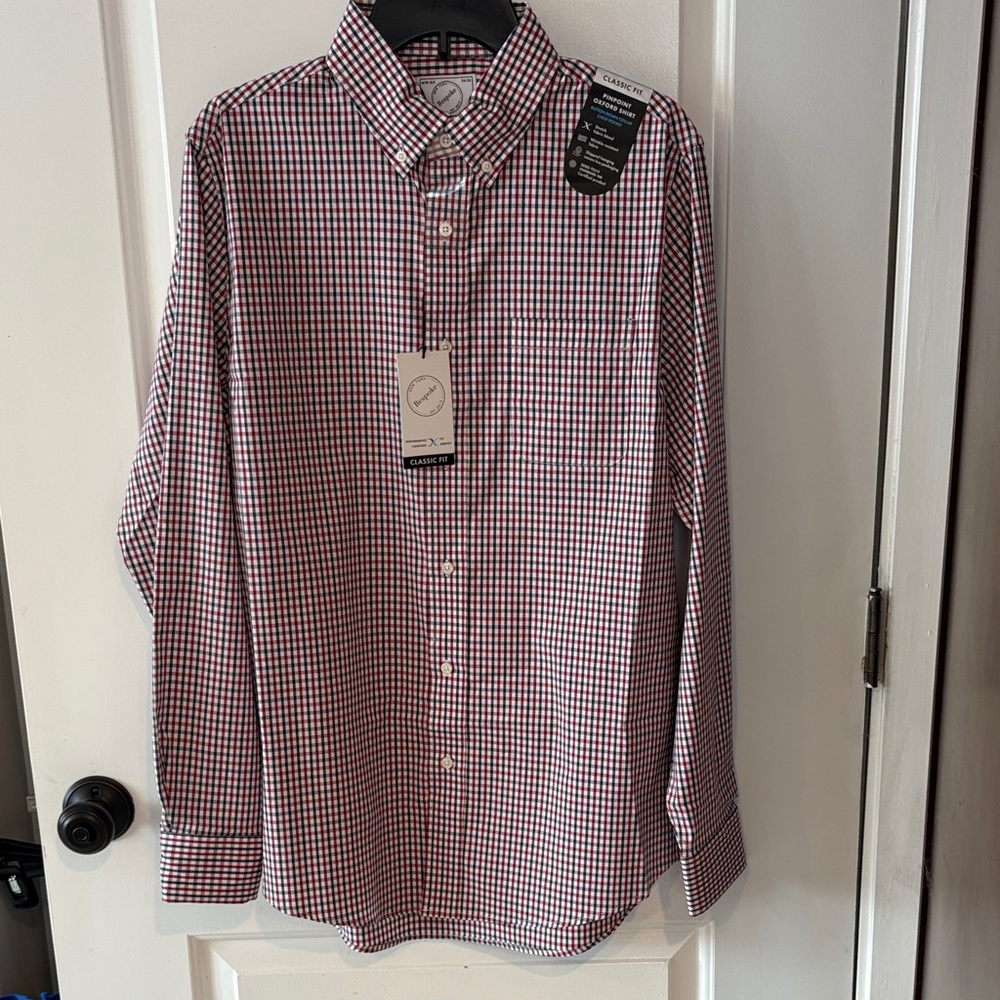 Bespoke Men's Red and Blue Checkered Button-Down Shirt - NWT sz M 15-15.5